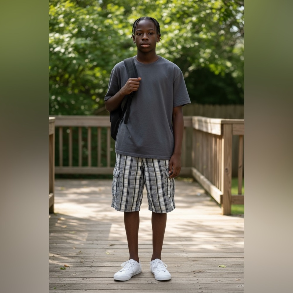 Epic Threads Gray and White Plaid Shorts